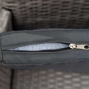 2 Pieces Outdoor PE Rattan Dining Chairs Set with Cushion, Garden Armchair with Armrests, High Backrest, Metal Frame Patio Wicker Furniture, Grey