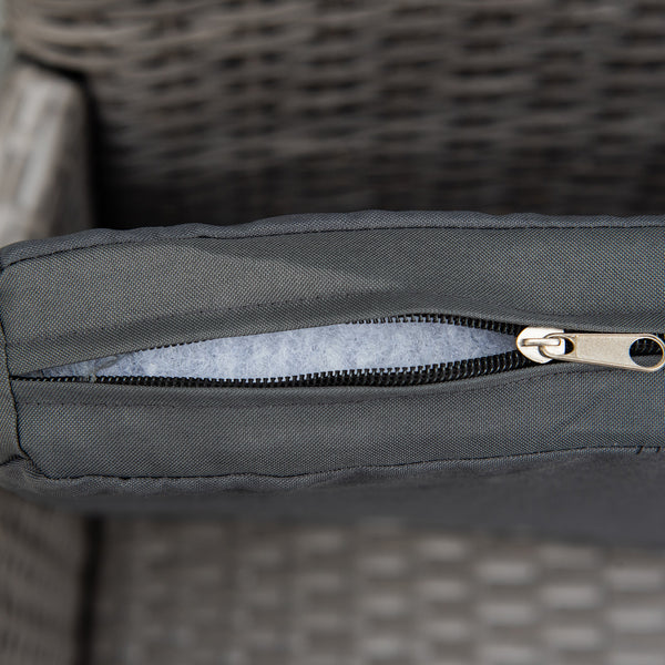 2 Pieces Outdoor PE Rattan Dining Chairs Set with Cushion, Garden Armchair with Armrests, High Backrest, Metal Frame Patio Wicker Furniture, Grey