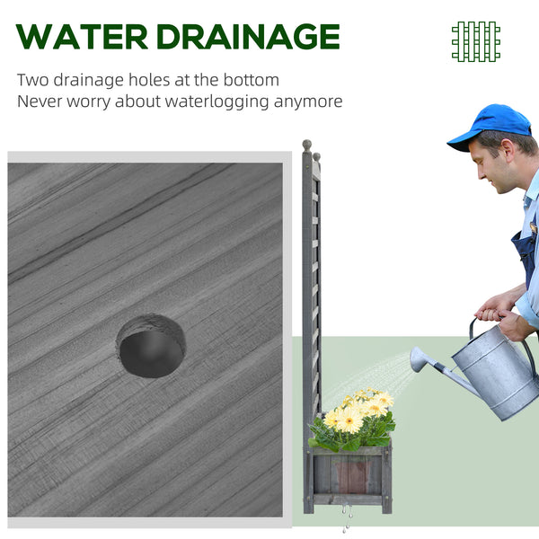 Garden Planters with Trellis for Climbing Vines, Wooden Raised Beds for Garden, Free Standing Flower Pot, Indoor Outdoor Display Rack, 64 x 28 x 120 cm, Grey