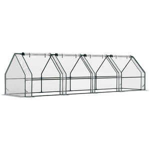 12' x 3' x 3'Mini Greenhouse with Zippered Doors & Roll-up Windows, Portable Plant Hot House with PVC Cover, Water Resistant, UV Protected for Outdoor Flowers, Vegetables, Clear