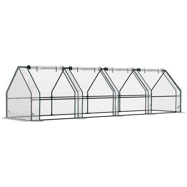 12' x 3' x 3'Mini Greenhouse with Zippered Doors & Roll-up Windows, Portable Plant Hot House with PVC Cover, Water Resistant, UV Protected for Outdoor Flowers, Vegetables, Clear