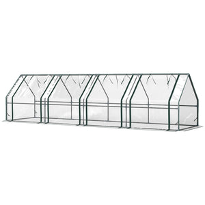 12' x 3' x 3'Mini Greenhouse with Zippered Doors & Roll-up Windows, Portable Plant Hot House with PVC Cover, Water Resistant, UV Protected for Outdoor Flowers, Vegetables, Clear