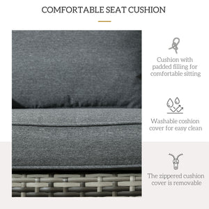 Patio Wicker Adirondack Chair, Outdoor PE Rattan Fire Pit Chair, Muskoka Chair w/ Soft Cushions, Tall Curved Backrest and Comfortable Armrests for Deck Garden, Grey