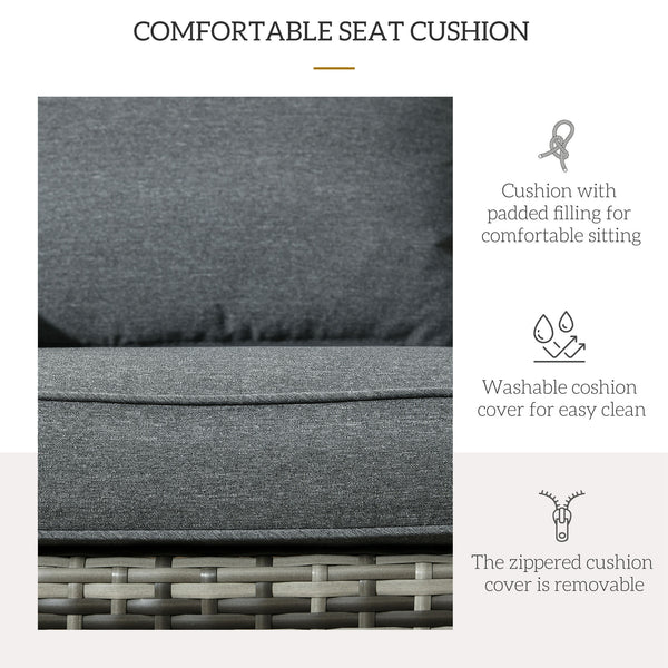 Patio Wicker Adirondack Chair, Outdoor PE Rattan Fire Pit Chair, Muskoka Chair w/ Soft Cushions, Tall Curved Backrest and Comfortable Armrests for Deck Garden, Grey