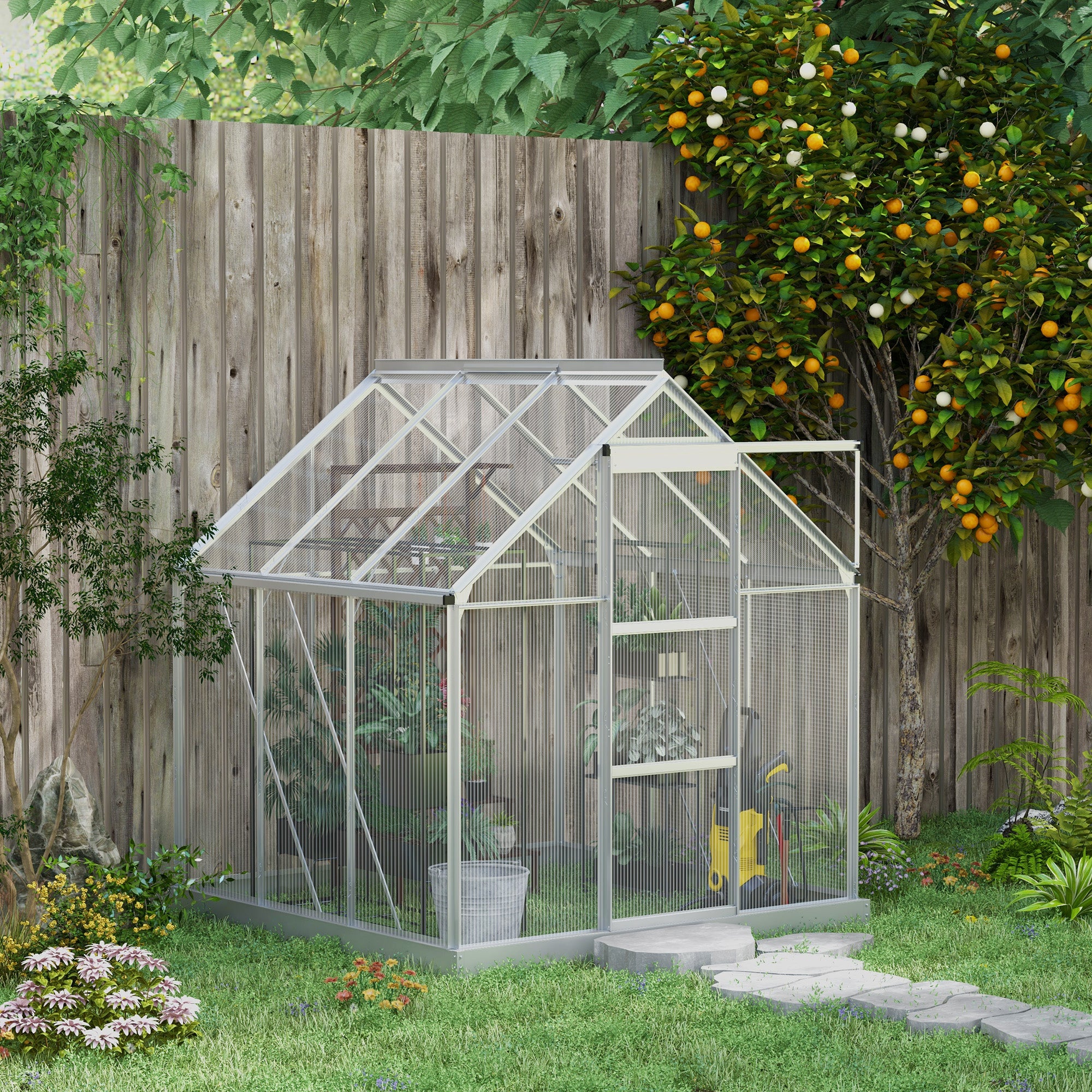 Outsunny BloomGreen 6' x 6' Polycarbonate Greenhouse with Aluminum