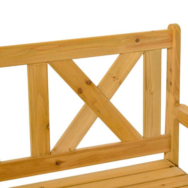 2-Seater Wooden Outdoor Bench with Storage Box, 29 Gallon Outdoor Storage Bench, Large Entryway Deck Box with Unique X-Shape Back for Deck, Porch and Balcony, Yellow