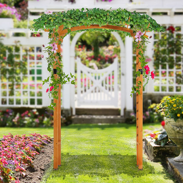 90in Wood Garden Arbor Arch with Trellis Wall for Climbing & Hanging Plants, Decor for Party, Weddings, Birthdays & Backyards