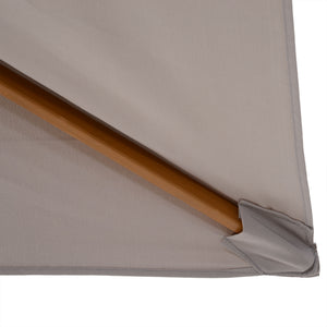 7' x 10' Wooden Patio Umbrella, Rectangular Garden Parasol, Market Table Umbrella with Top Vent, Grey