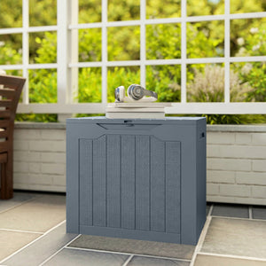 93L Plastic Garden Storage Box, Outdoor Storage Box with Handles, Waterproof Outdoor Storage Container for Garden Tools and Accessories, Light Grey