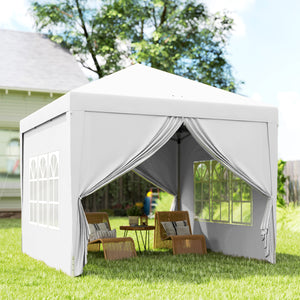 10'x10' Outdoor Pop Up Party Tent Gazebo Canopy with Carrying Bag (White)