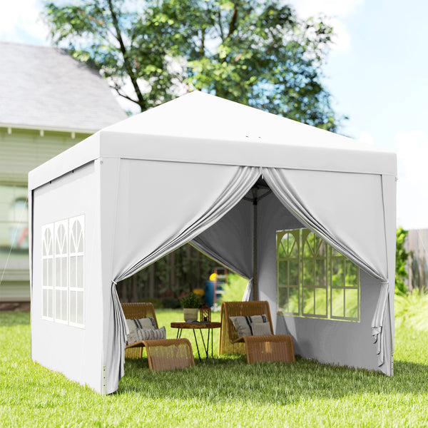 10'x10' Outdoor Pop Up Party Tent Gazebo Canopy with Carrying Bag (White)