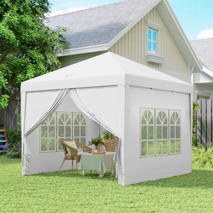 10'x10' Outdoor Pop Up Party Tent Gazebo Canopy with Carrying Bag (White)