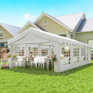 13'x26' Heavy Duty Large Party Tent & Carport with Removable Sidewalls, Windows, Portable Garage Canopy Tent, Sun Shade Shelter for Parties Wedding Outdoor Events, White