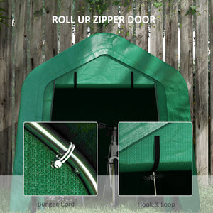8'x6' Outdoor Storage Shelter with Rollup & Zipper Door, Heavy Duty Carport Shed for Motorcycle Garden Storage, Green