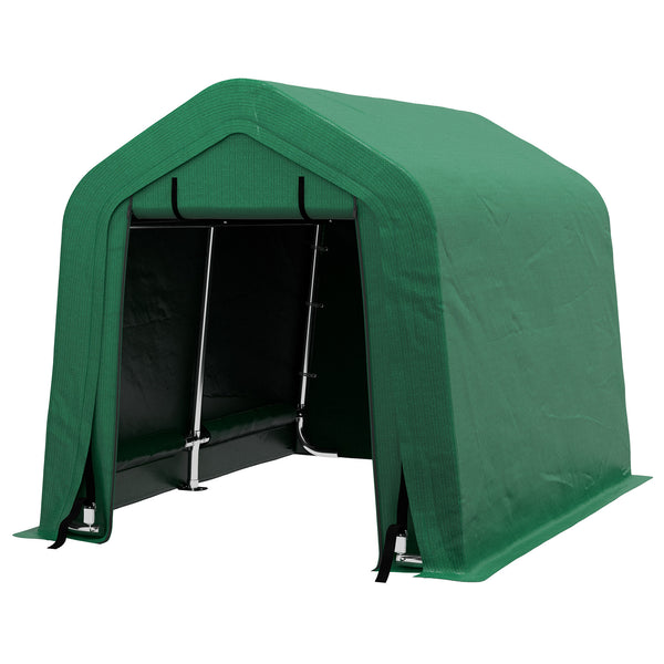 8'x6' Outdoor Storage Shelter with Rollup & Zipper Door, Heavy Duty Carport Shed for Motorcycle Garden Storage, Green