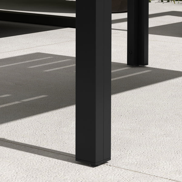 Garden Coffee Table, Rectangular Patio Side Table with Steel Frame and Slat Tabletop for Outdoor, Balcony, 101.5 x 61cm, Black