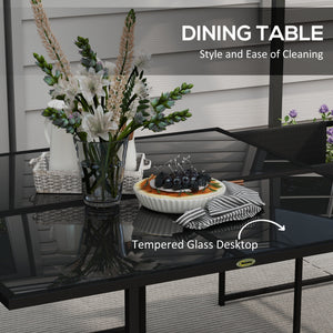 5 Piece Garden Dining Set, 4 Seater Outdoor Table and Chairs with Texteline Seat, Space Saving Cube Set with Foldable Backrest, Tempered Glass Table Top, for Patio, Black