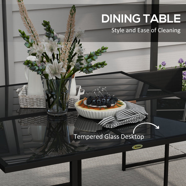 5 Piece Garden Dining Set, 4 Seater Outdoor Table and Chairs with Texteline Seat, Space Saving Cube Set with Foldable Backrest, Tempered Glass Table Top, for Patio, Black