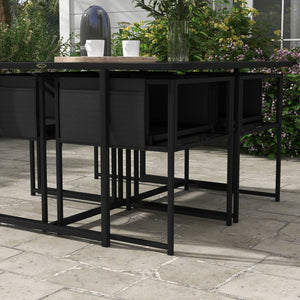 5 Piece Garden Dining Set, 4 Seater Outdoor Table and Chairs with Texteline Seat, Space Saving Cube Set with Foldable Backrest, Tempered Glass Table Top, for Patio, Black