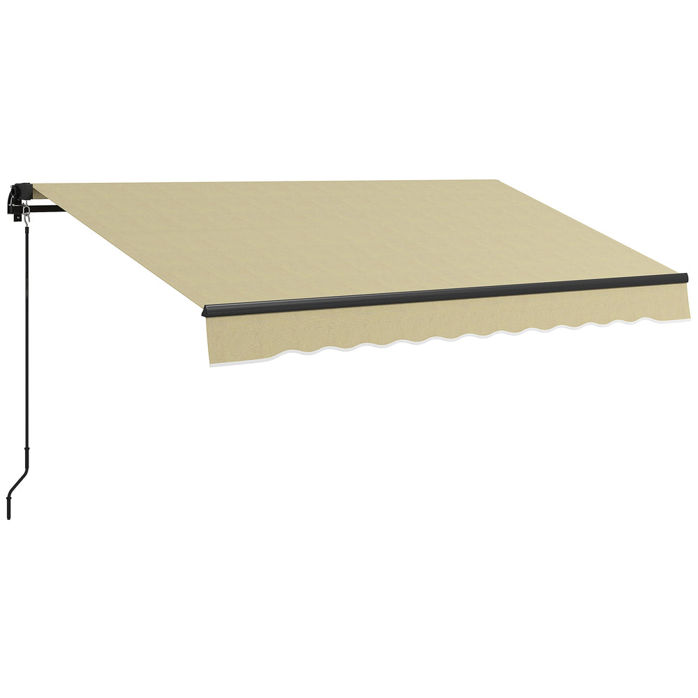 Outsunny 10' x 8' Retractable Awning, Patio Awning Sunshade Shelter with Manual Crank Handle, 280gsm UV Resistant Fabric and Aluminum Frame for Deck, Balcony, Yard, Beige