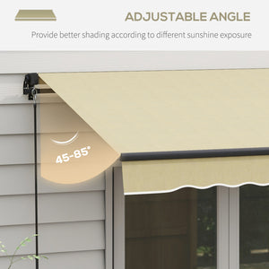 Outsunny 10' x 8' Retractable Awning, Patio Awning Sunshade Shelter with Manual Crank Handle, 280gsm UV Resistant Fabric and Aluminum Frame for Deck, Balcony, Yard, Beige