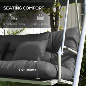 4-Piece Patio Chair Cushions Pillows with Back and Pillows, Seat Replacement Patio Cushions Set with Ties for Indoor Outdoor Garden Furniture, WITHOUT SWING, Charcoal Grey