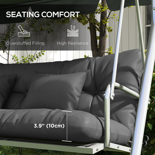 4-Piece Patio Chair Cushions Pillows with Back and Pillows, Seat Replacement Patio Cushions Set with Ties for Indoor Outdoor Garden Furniture, WITHOUT SWING, Charcoal Grey