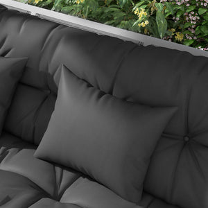 4-Piece Patio Chair Cushions Pillows with Back and Pillows, Seat Replacement Patio Cushions Set with Ties for Indoor Outdoor Garden Furniture, WITHOUT SWING, Charcoal Grey