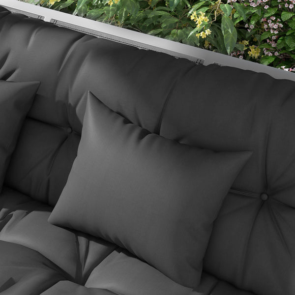 4-Piece Patio Chair Cushions Pillows with Back and Pillows, Seat Replacement Patio Cushions Set with Ties for Indoor Outdoor Garden Furniture, WITHOUT SWING, Charcoal Grey