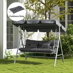 4-Piece Patio Chair Cushions Pillows with Back and Pillows, Seat Replacement Patio Cushions Set with Ties for Indoor Outdoor Garden Furniture, WITHOUT SWING, Charcoal Grey