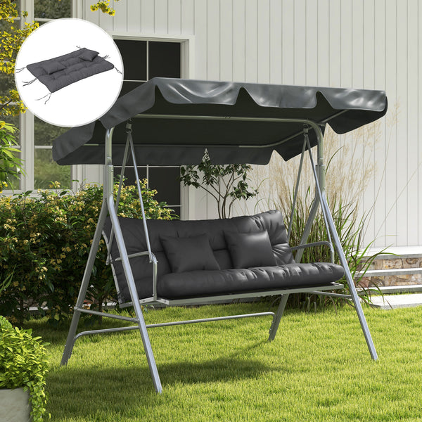 4-Piece Patio Chair Cushions Pillows with Back and Pillows, Seat Replacement Patio Cushions Set with Ties for Indoor Outdoor Garden Furniture, WITHOUT SWING, Charcoal Grey