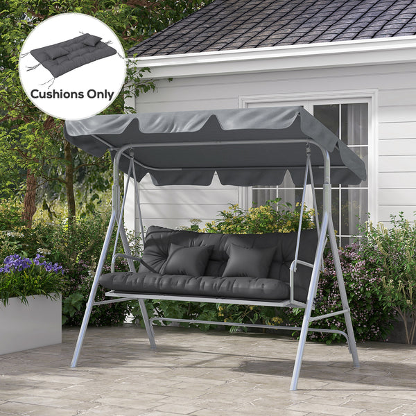 4-Piece Patio Chair Cushions Pillows with Back and Pillows, Seat Replacement Patio Cushions Set with Ties for Indoor Outdoor Garden Furniture, WITHOUT SWING, Charcoal Grey