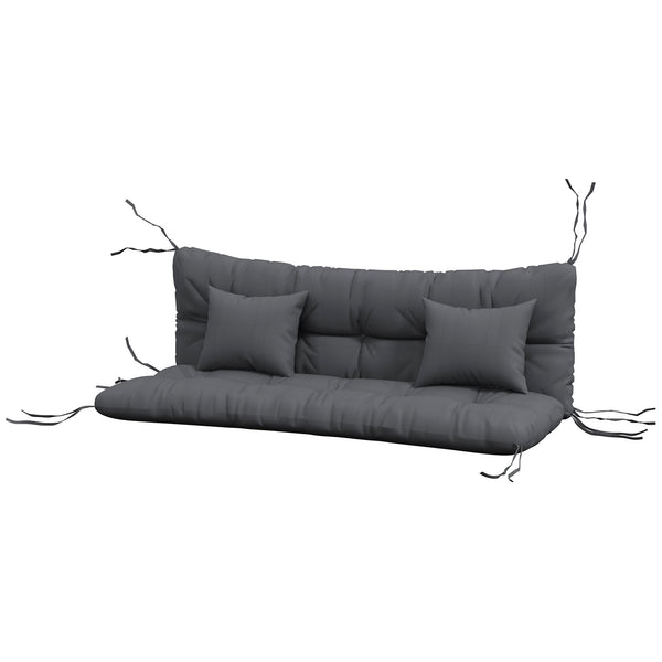 4-Piece Patio Chair Cushions Pillows with Back and Pillows, Seat Replacement Patio Cushions Set with Ties for Indoor Outdoor Garden Furniture, WITHOUT SWING, Charcoal Grey