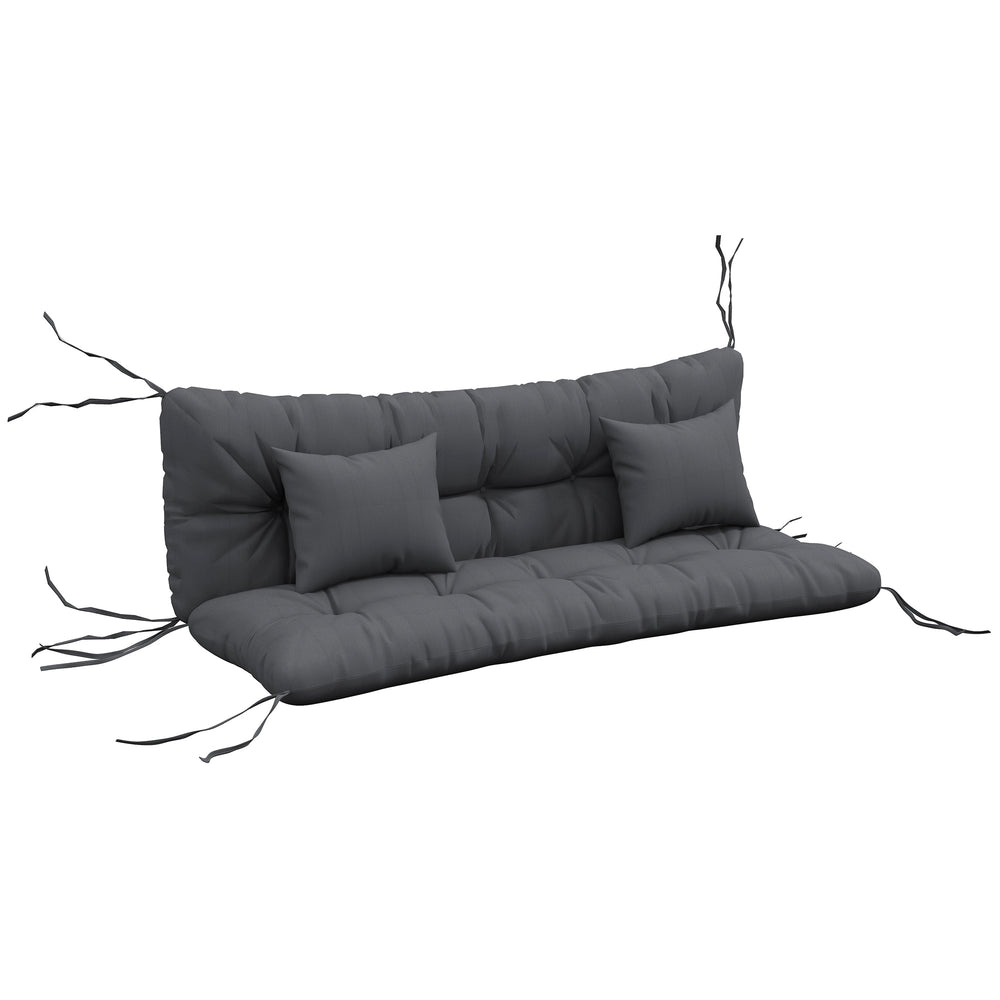 4-Piece Patio Chair Cushions Pillows with Back and Pillows, Seat Replacement Patio Cushions Set with Ties for Indoor Outdoor Garden Furniture, WITHOUT SWING, Charcoal Grey