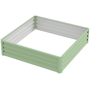 4' x 4' x 1' Raised Garden Bed Galvanized Steel Planter Box for Vegetables, Flowers, Herbs, Light Green