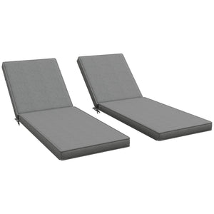 Chaise Lounge Cushions Outdoor Set of 2, Fade Resistant, 72 x 21 x 3 In Sun Lounger Replacement Cushions, Patio Lounge Chair Pads with Removable Cover for Pool, Beach, Deck, Lawn, Gray
