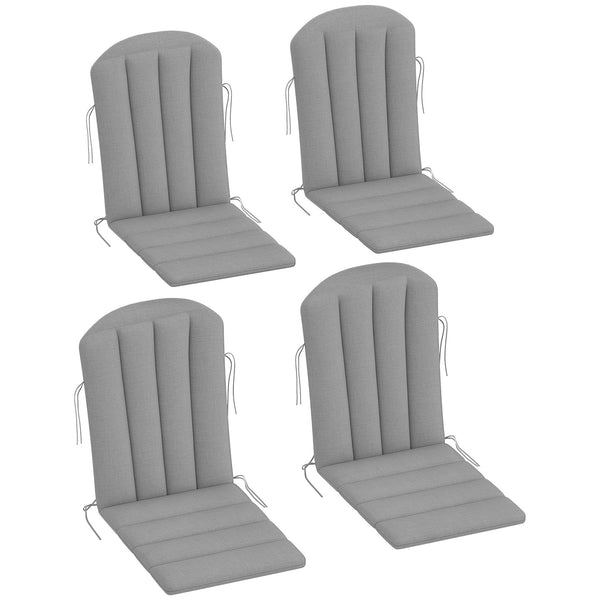 Adirondack Chair Cushion Set of 4, Outdoor Chair Cushions, High Back Patio Chair Cushions with Ties, Non-Slip Replacement Seat Cushion for Patio Furniture, Grey
