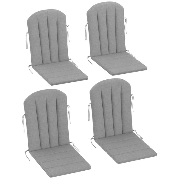 Adirondack Chair Cushion Set of 4, Outdoor Chair Cushions, High Back Patio Chair Cushions with Ties, Non-Slip Replacement Seat Cushion for Patio Furniture, Grey