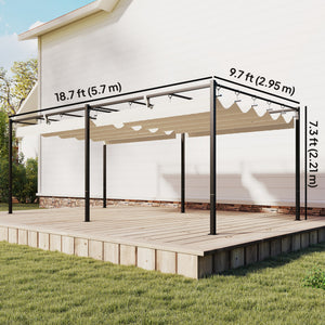 19' x 10' Pergola with Retractable Canopy, Patio Pergola with Sun Shade Shelter, UV50+ and Water-Repellent for Patio, Garden, Cream White