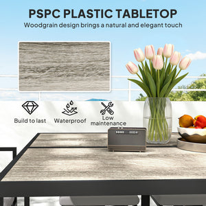 9 Piece Garden Dining Set, Cube Outdoor Garden Furniture Set with Cushions, 8 Seater Garden Table and Chairs with 4 Stools, Square Plastic Top Table, Side Pockets for Conservatory, Dark Grey