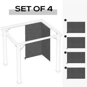 10' x 12' Universal Gazebo Sidewall Set with 4 Panels, Hooks/C-Rings Included for Pergolas & Cabanas, Grey