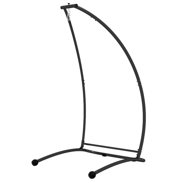 Hammock Chair Stand, C Shape Hanging Heavy Duty Metal Frame Hammock Stand for Hanging Hammock Porch Swing Chair, 330 LBS Capacity for Indoor & Outdoor Use, Black
