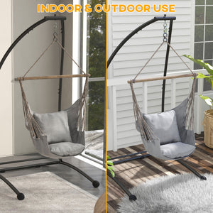 Hammock Chair Stand, C Shape Hanging Heavy Duty Metal Frame Hammock Stand for Hanging Hammock Porch Swing Chair, 330 LBS Capacity for Indoor & Outdoor Use, Black