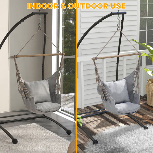 Hammock Chair Stand, C Shape Hanging Heavy Duty Metal Frame Hammock Stand for Hanging Hammock Porch Swing Chair, 330 LBS Capacity for Indoor & Outdoor Use, Black