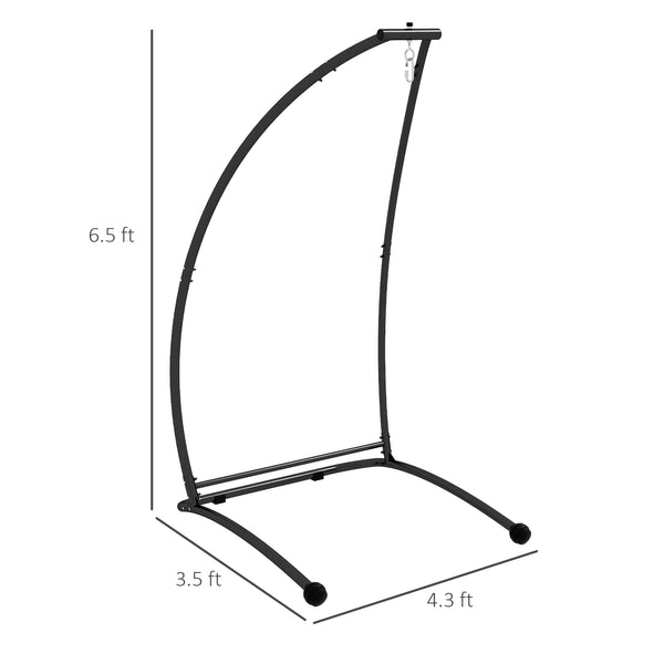 Hammock Chair Stand, C Shape Hanging Heavy Duty Metal Frame Hammock Stand for Hanging Hammock Porch Swing Chair, 330 LBS Capacity for Indoor & Outdoor Use, Black