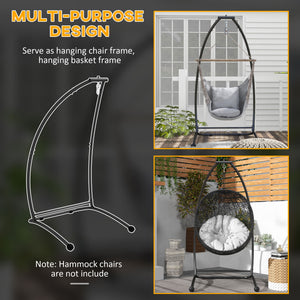 Hammock Chair Stand, C Shape Hanging Heavy Duty Metal Frame Hammock Stand for Hanging Hammock Porch Swing Chair, 330 LBS Capacity for Indoor & Outdoor Use, Black