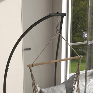 Hammock Chair Stand, C Shape Hanging Heavy Duty Metal Frame Hammock Stand for Hanging Hammock Porch Swing Chair, 330 LBS Capacity for Indoor & Outdoor Use, Black