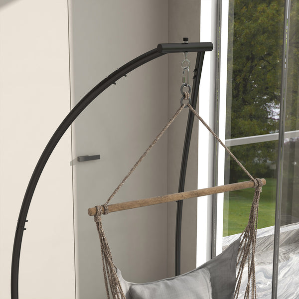 Hammock Chair Stand, C Shape Hanging Heavy Duty Metal Frame Hammock Stand for Hanging Hammock Porch Swing Chair, 330 LBS Capacity for Indoor & Outdoor Use, Black
