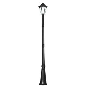 Outsunny 94.5" Solar Lamp Post Light, Dusk to Dawn Vintage Style Street Light, Aluminum Solar Powdered Lamp, PIR Motion Sensor for Garden, Lawn, Pathway, Driveway, Black