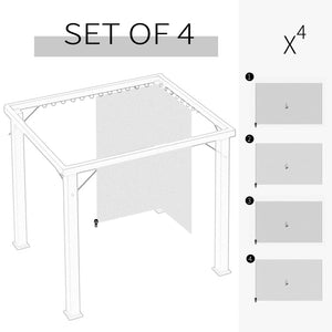 Outsunny 10' x 12' Universal Gazebo Sidewall Set with Panels, Hooks and C-Rings Included for Pergolas and Cabanas, Gray